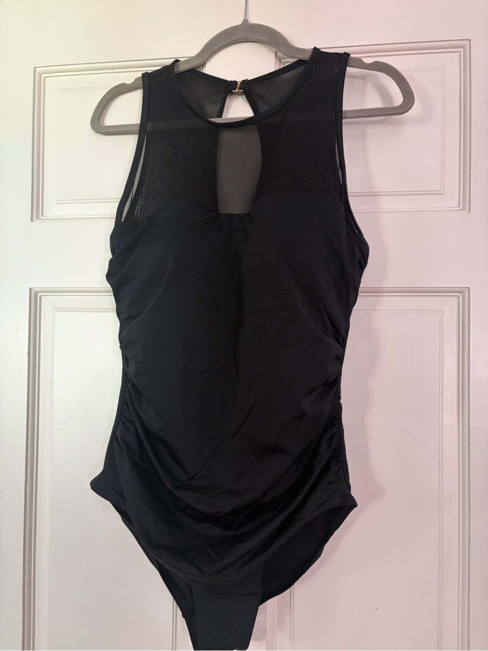 Mesh High Neck One Piece Swimsuit Black NWT